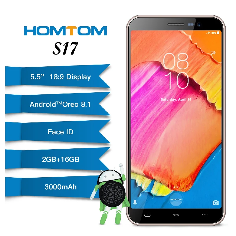 Оригинальный HOMTOM S17 1280*640 P Android 8 1 5 &quot2 Гб Оперативная память 16 Встроенная MT6580 4
