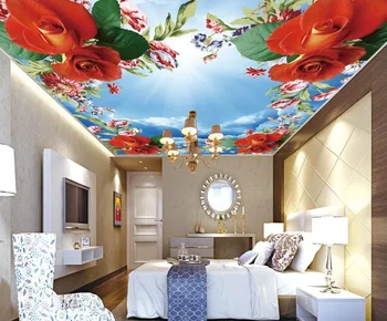 

Wedding Decoration 3d Ceiling Wall Murals For Living Room Bedroom Wedding Room Romantic Rose Sky Ceiling Mural