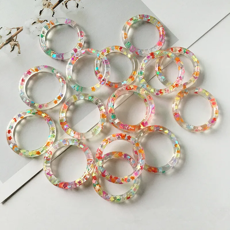 

New arrived 40pcs/lot Color Sequin star decoration geometry round shape resin Circle beads diy jewelry earring/garment accessory