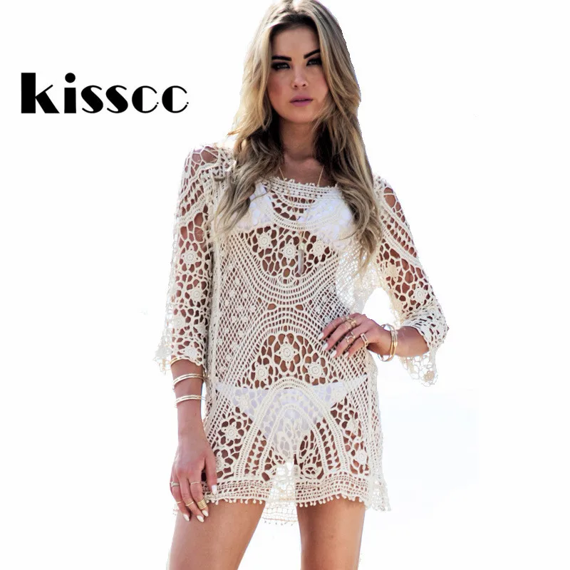

Women Beach Hollow Out Gown Blouse Loose Long Smocked Cover Up Shirts Summer Beach Cardigan Overalls