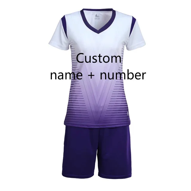 5 цветов женские комплекты футбольные женские спортивный комплект волейбол Футбол майки рубашки тренировочные шорты костюмы униформы нарисованные на заказ - Цвет: Custom name  number