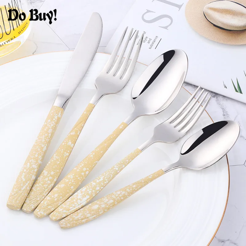 

Stainless Steel Cutlery Noble Fork Knife Dessert Dinnerware Tableware Silver Dinner Tableware Set