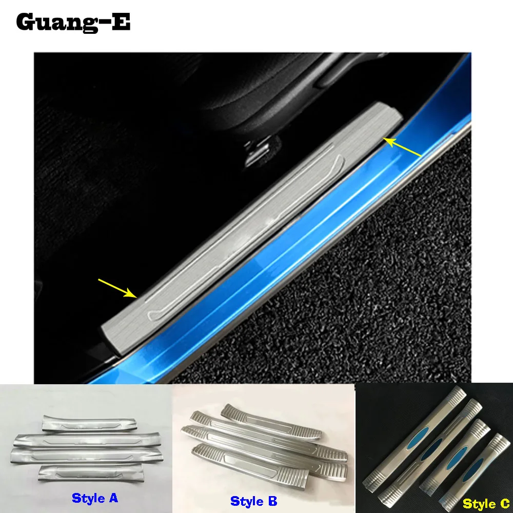 

car styling cover Stainless Steel pedal Door sill scuff plate Cover inner Built threshold 4pcs For Toyota RAV4 2016 2017 2018