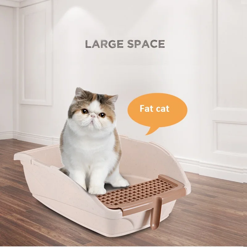 Big Size Cat Litter Box , Easy Clean Fully Enclosed Cat Toilet , Reduce Litter Scatter Up to 95% , w/ Shovel & Sand Drain Pedal