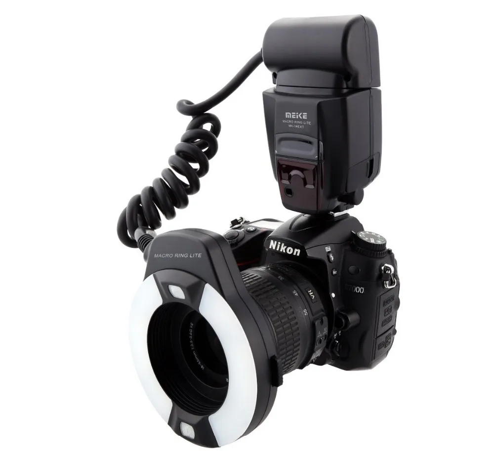Anel de Flash Ttl para Nikon com Led Meike Mk 14extn I ttl Macro Lâmpada Auxiliar af D7100 D7000 D5100 D5000 D750 D800 D600 D300s D90