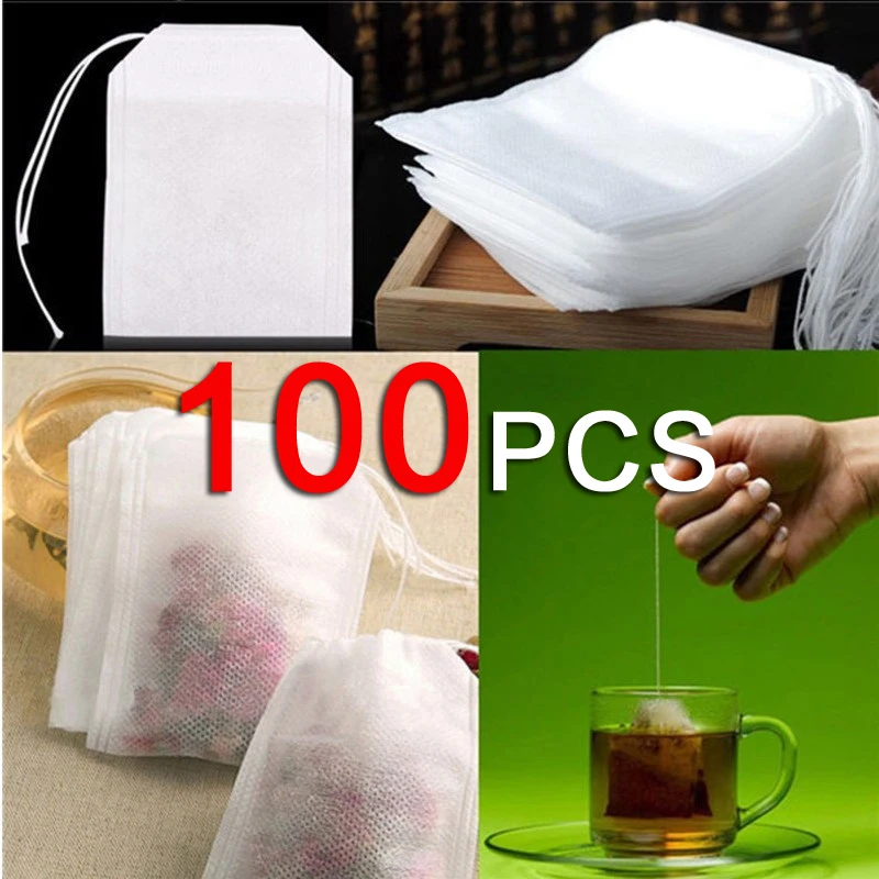 

100Pcs/Lot Teabags 5 x 7cm Empty Scented Tea Bags With String Heal Seal Filter Paper for Herb Loose Tea Bolsas de tea bag B#