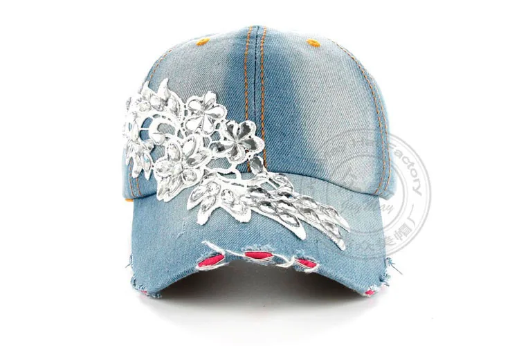 Высокое качество оптом и в розницу JoyMay шляпа Кепки Мода Досуг Стразы х/б джинсы колпачки в цветочном стиле летние Бейсбол Кепки B232