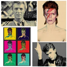 David Bowie, Banda de Música Retro Vintage rock, guitarra mate, papel Kraft, póster antiguo, pegatina de pared, decoración para el hogar