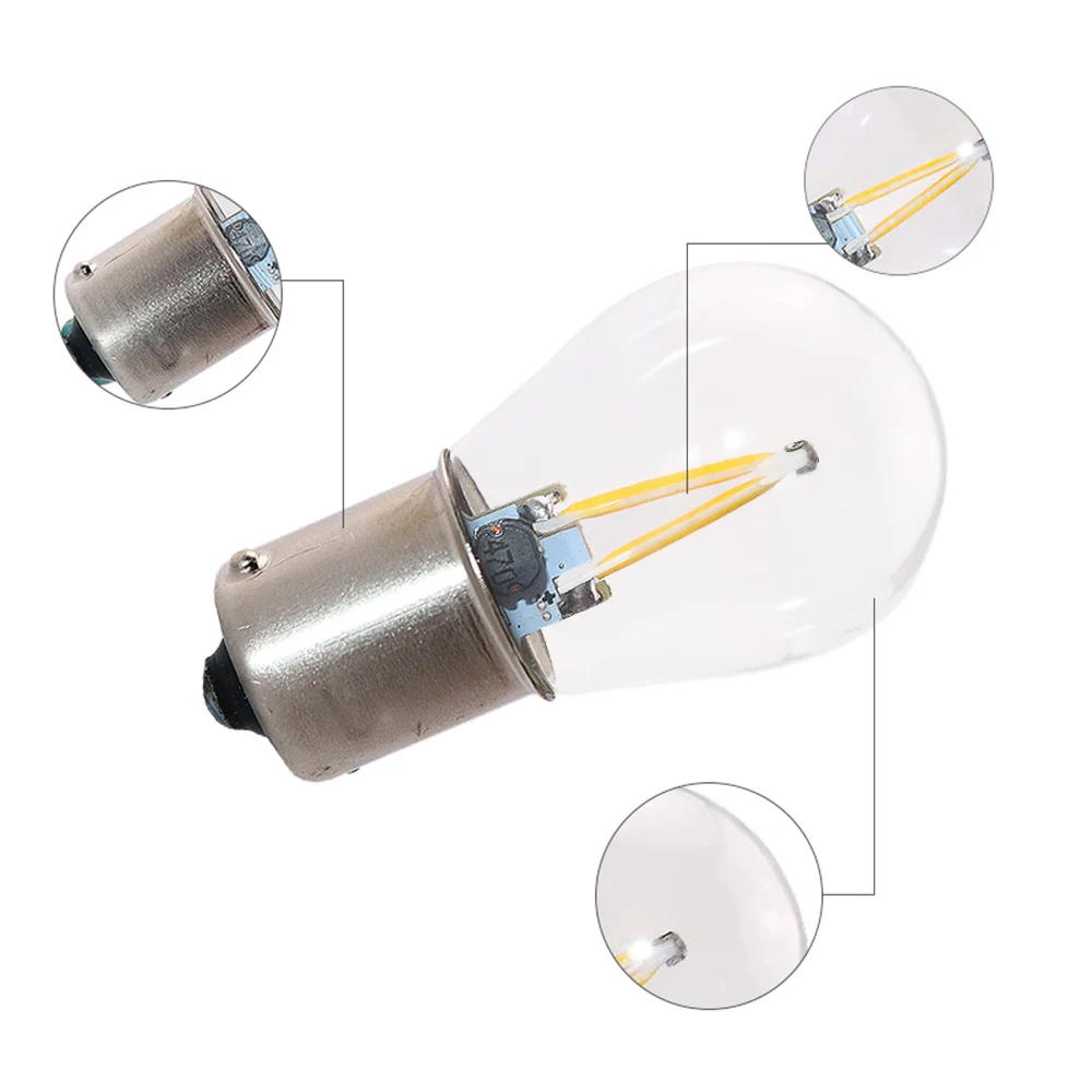 Карсти стробоскоп P21w S25 1156 Ba15s 1157 Bay15d Led Филамент Cob чип со стеклянным задним светом