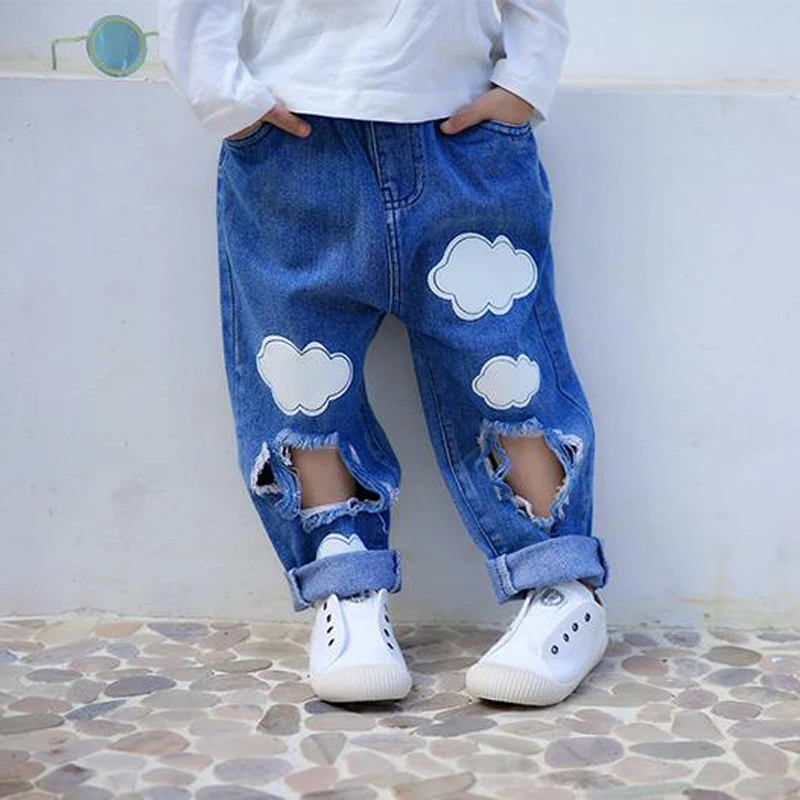 

2019 New Summer Spring Baby Girls Jeans Fashion Broken Hole Pants Trousers Kids Boys Cotton Trousers Children Clothing Hot XL621