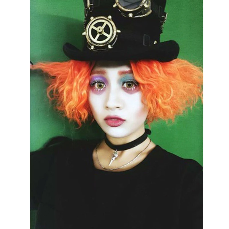 Новый Алиса в стране чудес 2 Безумный Шляпник Таррант Hightopp оранжевый парик короткие вьющиеся волосы роль играют Хеллоуин костюм реквизит