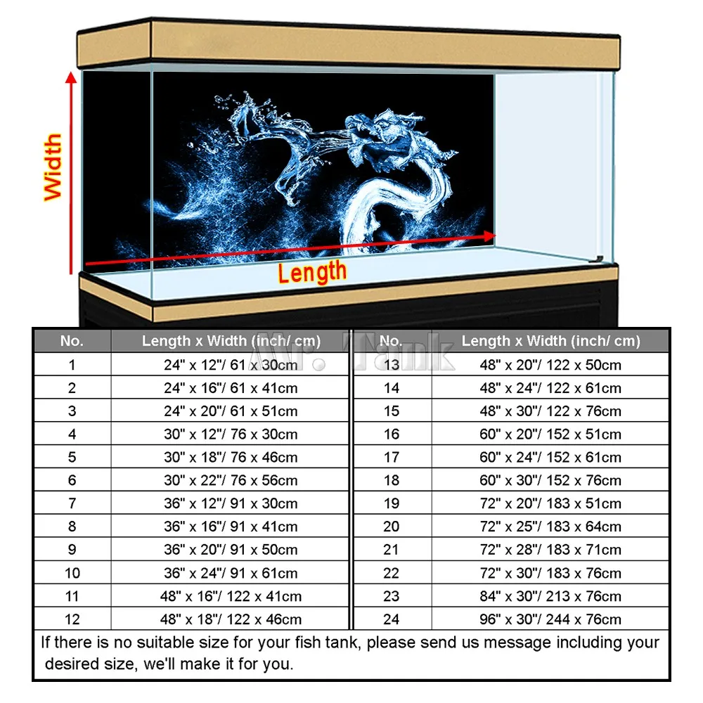 Индивидуальные аквариум фон плакат с самоклеющейся воды Дракон Творческий ПВХ аквариум обои с орнаментом 24 30 48 72 дюймов