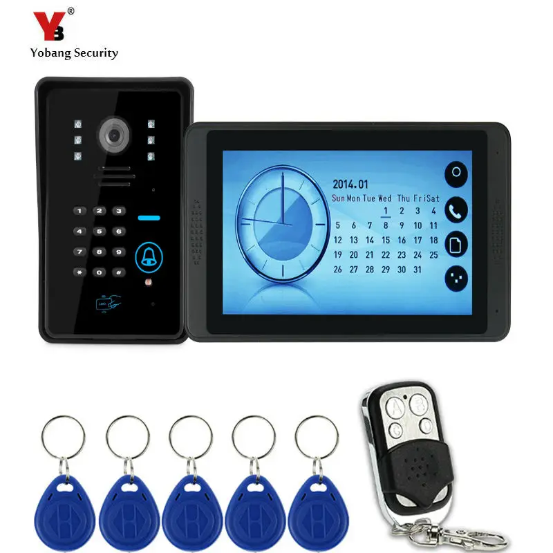 

7 inch LCD Video door phone Video/Voice Recording Doorbell Intercom System kit Waterproof password Access Camera 1V1