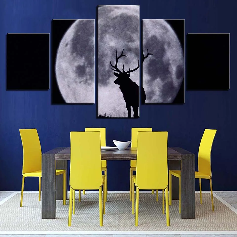 5 шт./комплект настенные картины с изображением оленя и Луны|art painting|wall art paintinghome