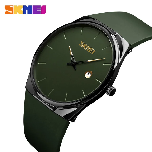 $US $12.58  SKMEI Quartz Watch Men Lady Fashion Mens Women Wristwatches Waterproof PU Small Dial Watches Army G