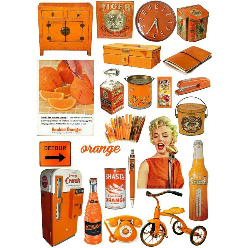 

2 PCS Orange Modern Life DIY Uncut Autocollant Stationery Scrapbooking Planner Sticker Cute Travel Bullet Journal Supplies