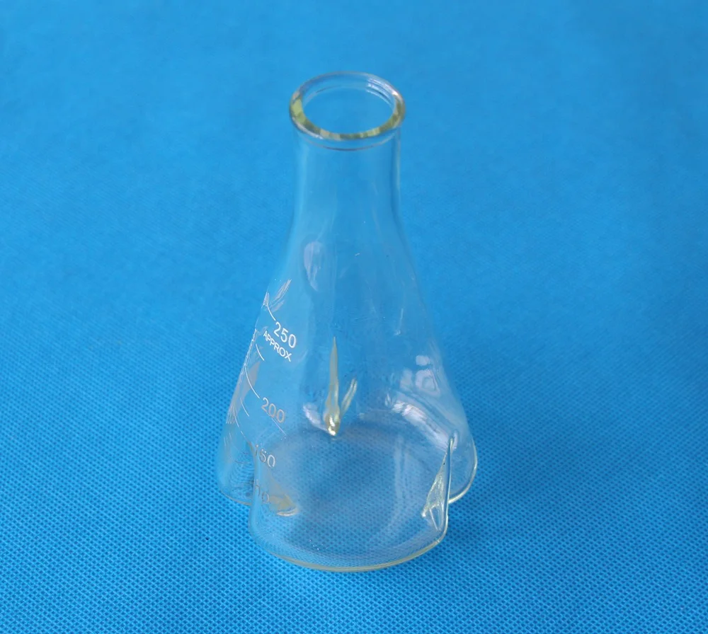 10pcs/lot 250ml 500ml 1000ml Glass baffled shake flask 3 baffles erlenmeyer flaskin Flask from