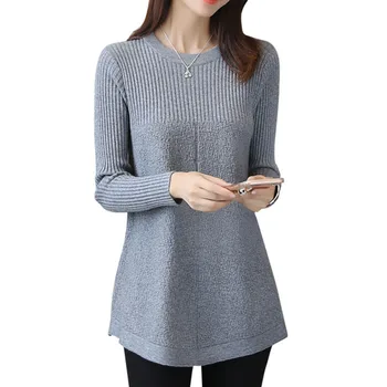 

New 2018 Autumn Winter Women long Cashmere Sweaters Pullovers Casual Wool Sweater Long Sleeve Knitted Sweater LJ0456