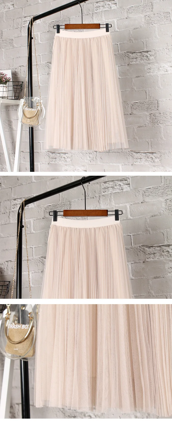 Тюлевая юбка, Женская плиссированная юбка миди, черная, розовая Тюлевая юбка, Женская юбка, весна-лето, Корейская эластичная юбка-пачка с высокой талией