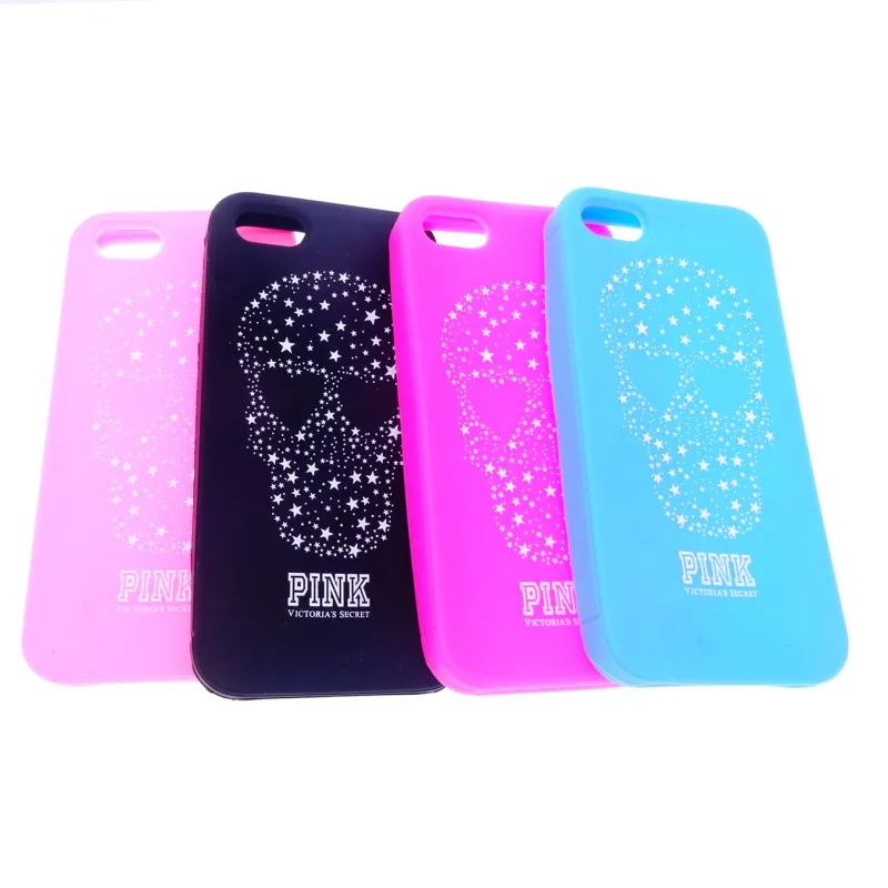 

Cool Fashion 3d Skull Head Colorful PINK Soft Silicone Case for iphone 5 5S 5G Mobile Phone Protective Covers