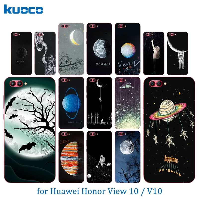 Тонкие Чехлы для huawei Honor V10 с рисунком космоса Луны 5 99 дюйма View 10 прозрачный