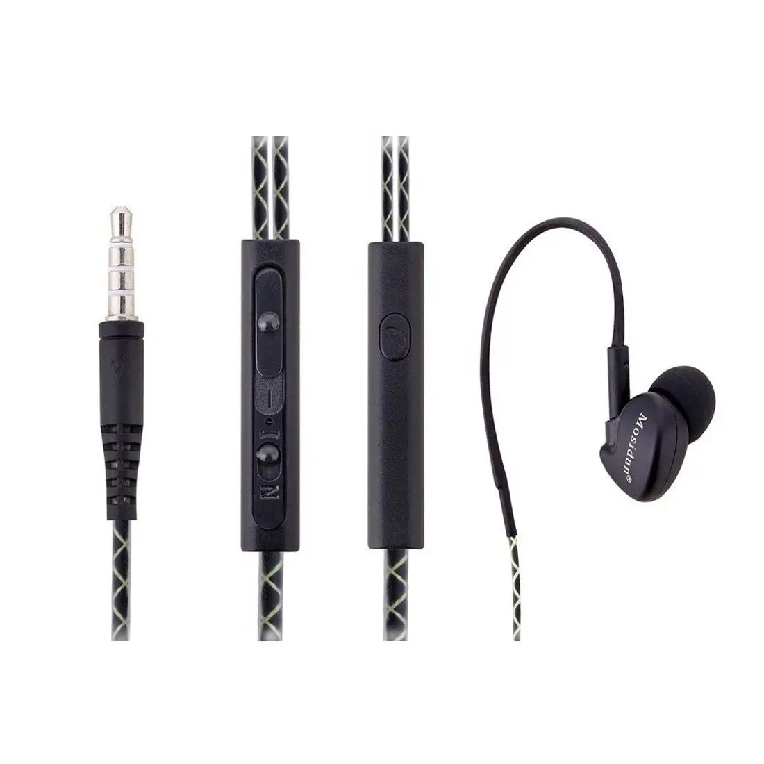 

Mosidun Headphones, Noise cancelling In Ear Sports Headphone Stereo Bass Earphone Sweatproof Headset with Mic & Volume Control