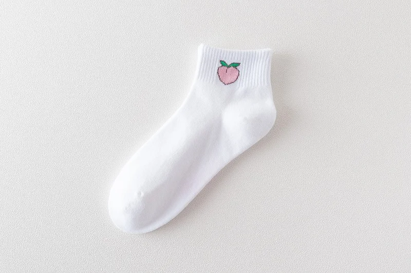 KYLIE/розовые 10 пар/лот, милые женские хлопковые носки с фруктовой вышивкой, короткие носки для девочек, Meias, забавные носки в стиле ретро, разноцветный цветной Носок, весна