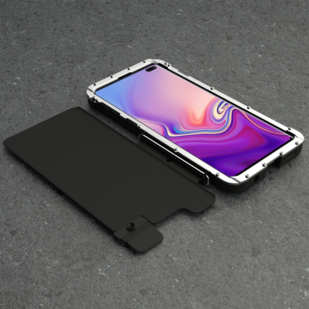 Для samsung S10 чехол Роскошный Металлический Стальной гибридный, из жесткого пластика Броня противоударный полный чехол флип чехол для телефона для S10 Plus чехол