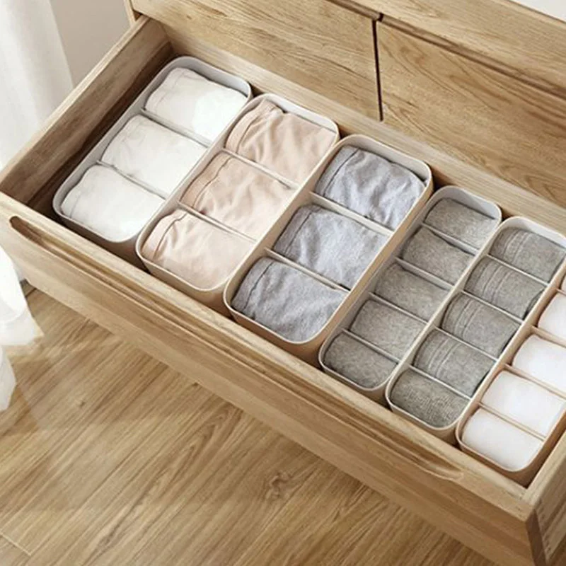  Plastic Underwear Organizer Storage Boxes Partition Drawer Closet Organizers Boxes For Bras Briefs 
