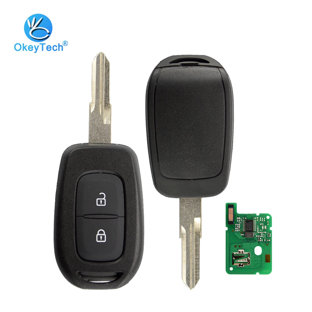 OkeyTech Автомобильный Дистанционный ключ для Renault Clio Sandero Dacia Logan Megane Duster 2 кнопки 433 МГц 4A PCF7961M чип Uncut VAC102 лезвие