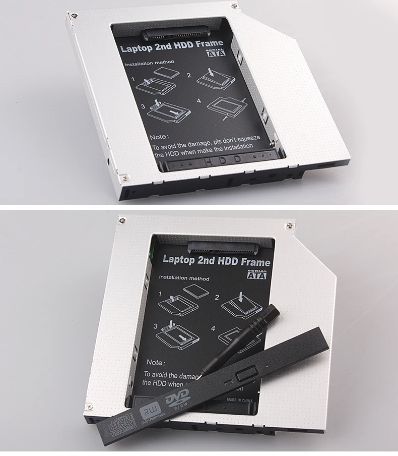 Алюминиевый корпус для 2 го жесткого диска Caddy 12 7 мм IDE к SATA 5 дюймового SSD корпуса