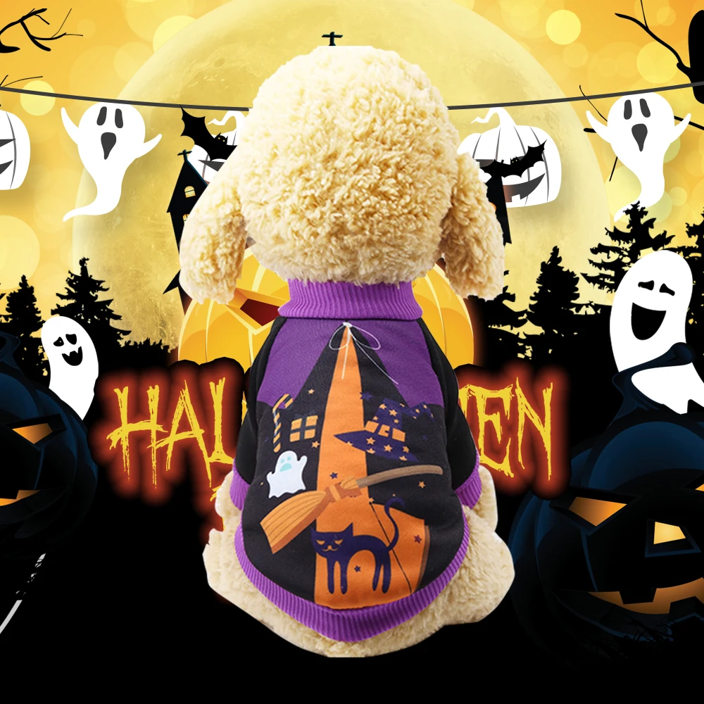 

Cute Pet Dog Costume For Halloween Holiday Pumpkin Suit Hoodies Pet Party Clothes Kitten Cat Puppy Costume Warm Fleece XS-2XL