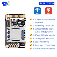 TOPIN Small ZX620 PCB Wifi LBS GSM Tracker Positioning TF card Voice Recording Indoor Accuarcy 10m Mini 22*13mm Voice Monitoring