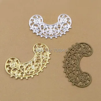 

18x30mm European Charms Vintage Filigree Flower Beads Brass Metal Wraps Links Connectors DIY Findings Mixed Colors