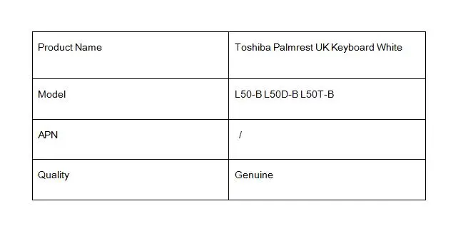 Белая клавиатура для Toshiba L50-B L50D-B L50T-B