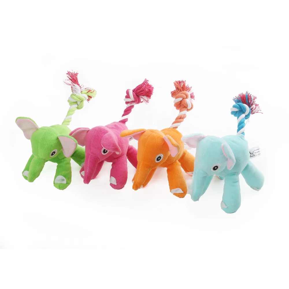 Cute Elephant Shape Pet Squeak Rope Pet Toys Dog Toys Plush Soft