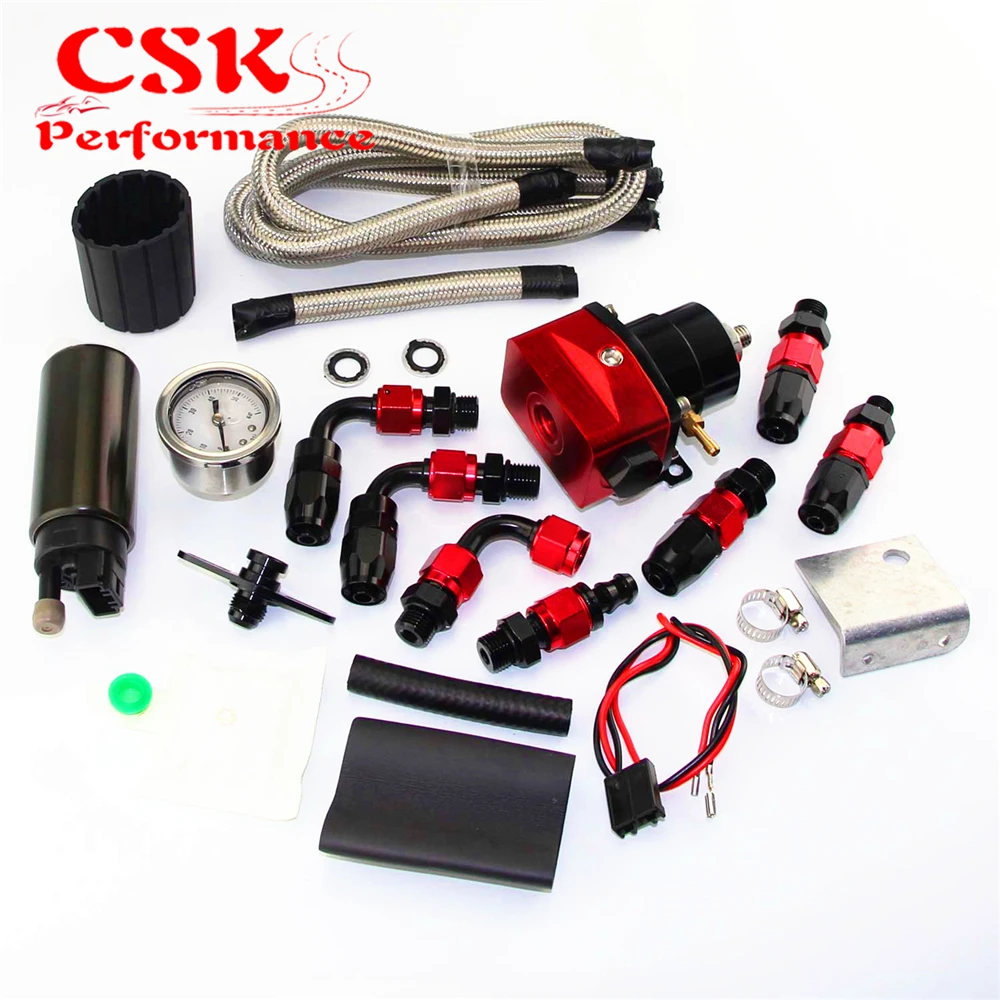 Adjustable Fuel Pressure Regulator+255 LPH Fuel Pump Kit Fits For DSM