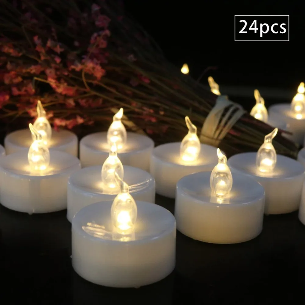 

New 24PCS Creative LED Candle Lamp Simulation Color Flame Tea NIGHT Light Home Wedding Birthday Party Decoration Dropshipping