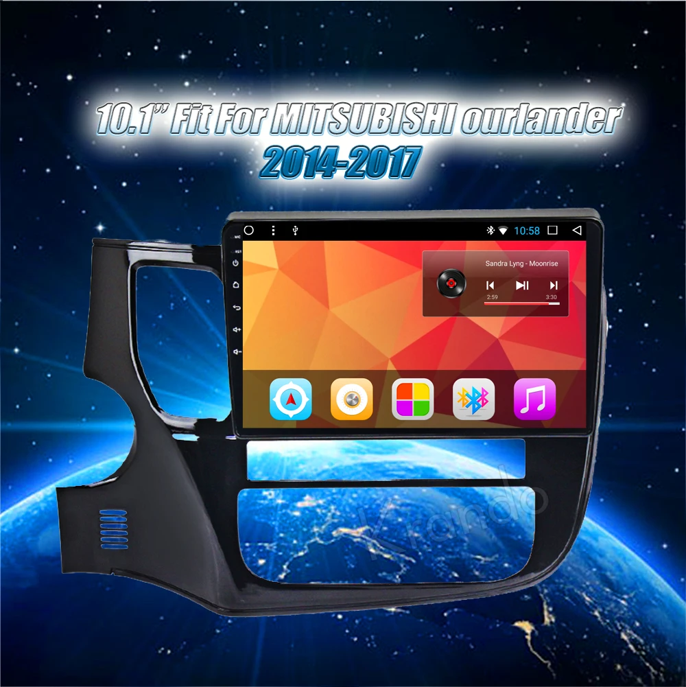 Top Krando Android 8.1 10.1" IPS Full touch car multimedia player for MITSUBISHI Outlander 2014- 2017 GPS navigation system BT 0