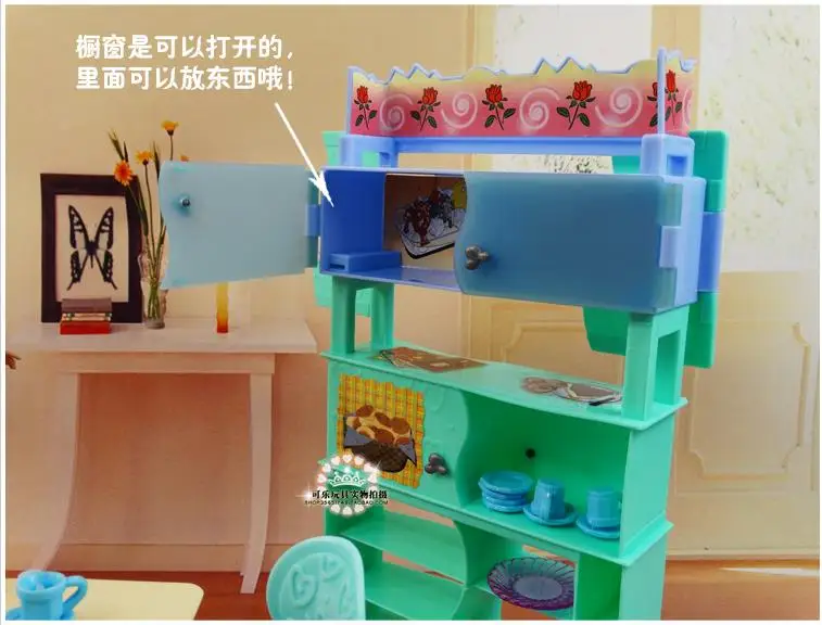 For barbie Kelly Ken Doll Green Dining Table Showcase Set / Dollhouse Dining Room Furniture Cup Chair Accessories Girls Gift For barbie Kelly Ken Doll Green Dining Table Showcase Set / Dollhouse Dining Room Furniture Cup Chair Accessories Girls Gift