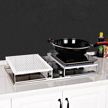 

Kitchen Shelf Induction Cooker Bracket Kitchen Organizer Metal Standing Storage Shelves for Gas Stove Expand Space