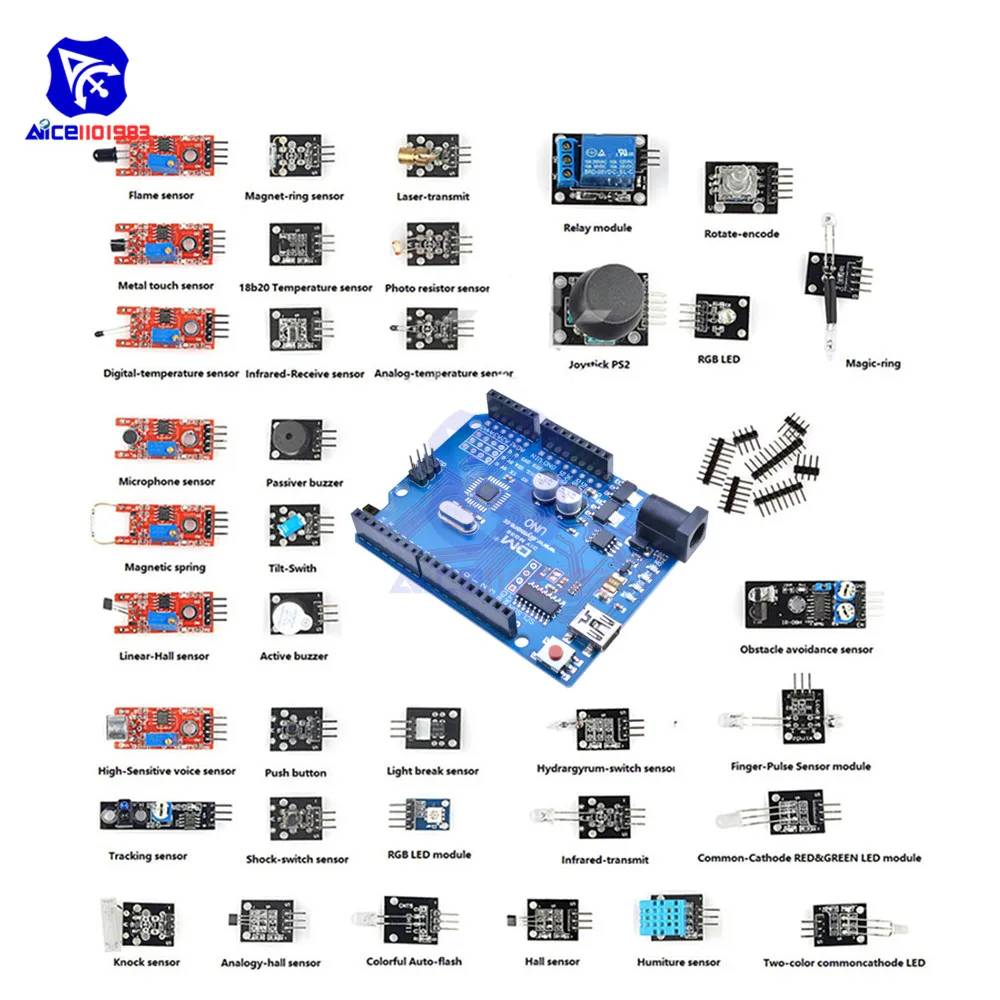 37 в 1 комплект датчиков с UNO R3 CH340 модуль микроконтроллера макетная плата для Arduino UNO R3 MEGA Nano