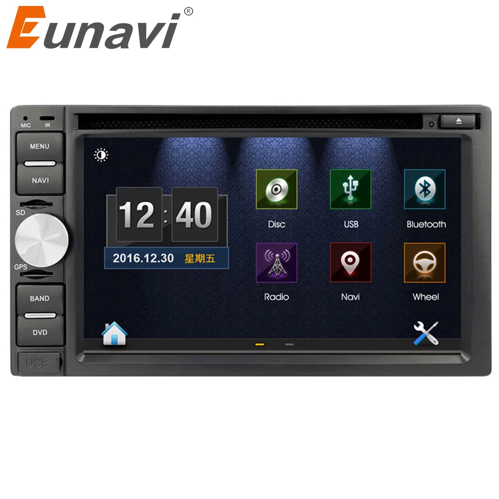 Perfect Eunavi Double 2 Din universal Car dvd radio player GPS Navigation USB BT Video free map card+camera 2din stereo car pc tablet 0