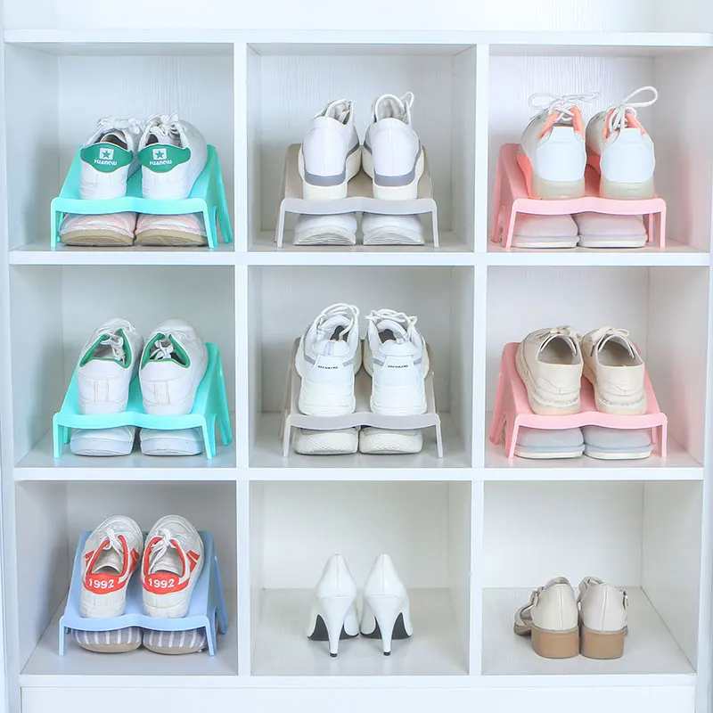 

4pcs Household Double layer shoe rack of simple shoe cabinet simple shoes rack 25.5*20.5*14.5cm