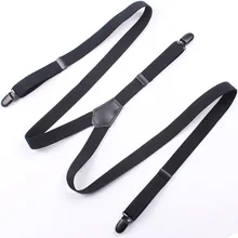 Мужские подтяжки женские джинсы брюки с 3 зажимами черные подтяжки Эластичные подтяжки 2 см ширина ремень