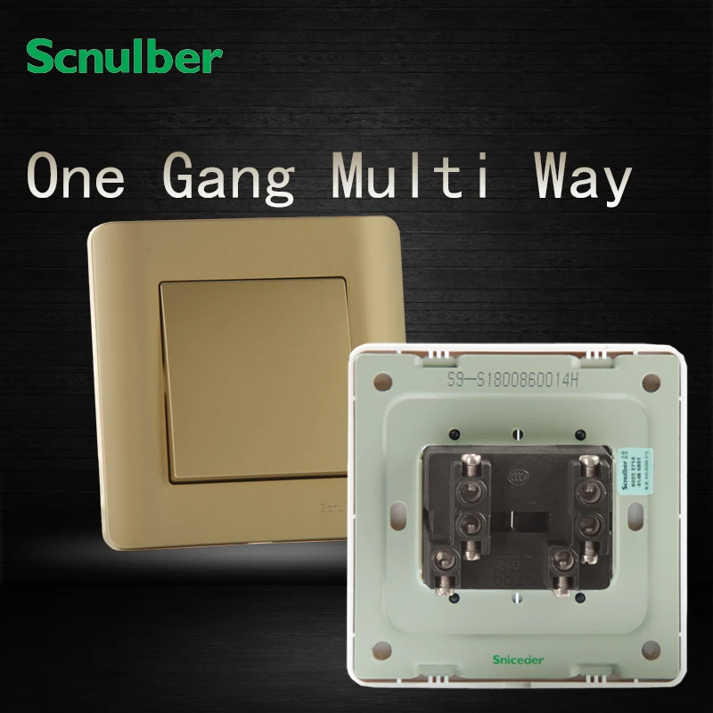 86x86 type 16A one 1 gang multi way champagne vacuum plating wall switches 220vswitch 220v1