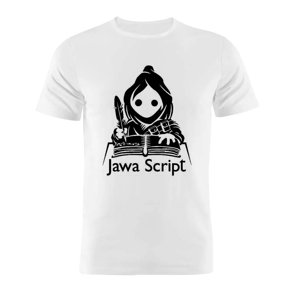 Men's T Shirt Cotton Javascript Coder Programmer Developer Jawa Script Funny Sayings Gift Tee - Цвет: Белый