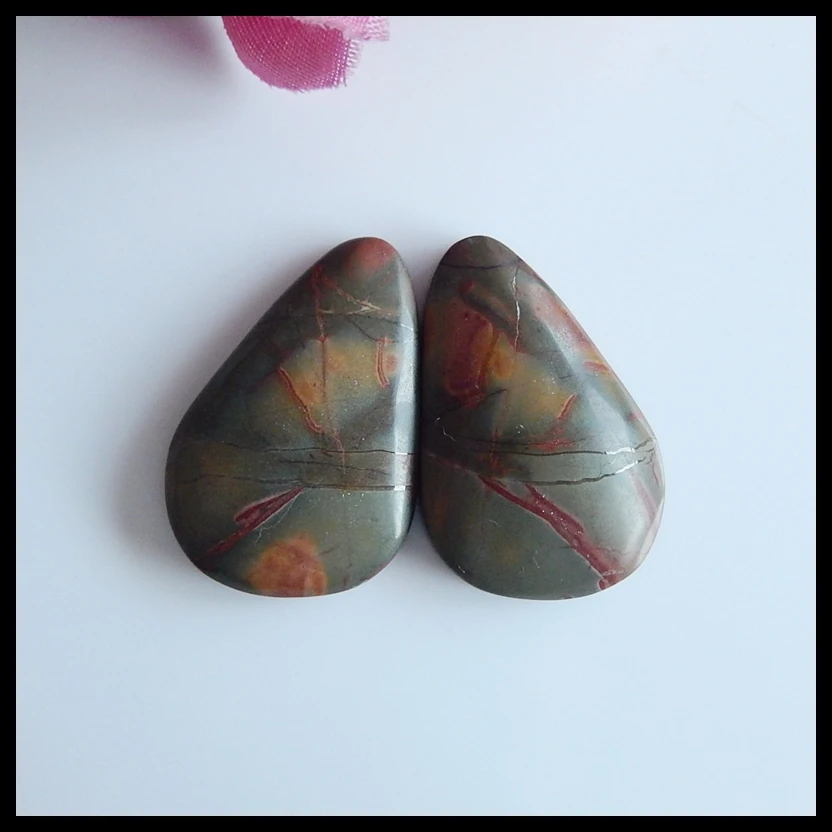 

Multi-Color Picasso Jasper earrings Cabochon Pairs,23x16x5mm,5.2g