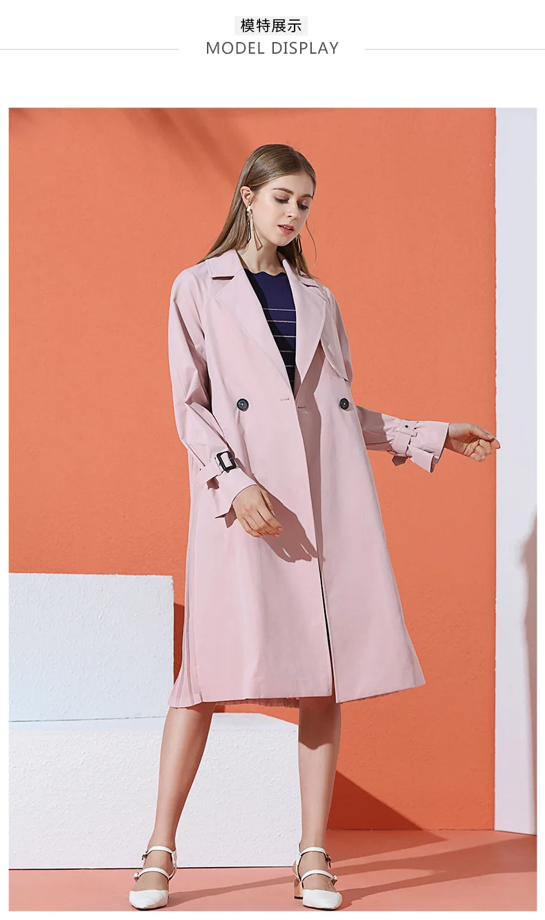 Прямые продажи с фабрики Популярные стильные модные плиссированные тренчи для женщин "s с длинным рукавом ветровка пальто abrigo mujer TR001