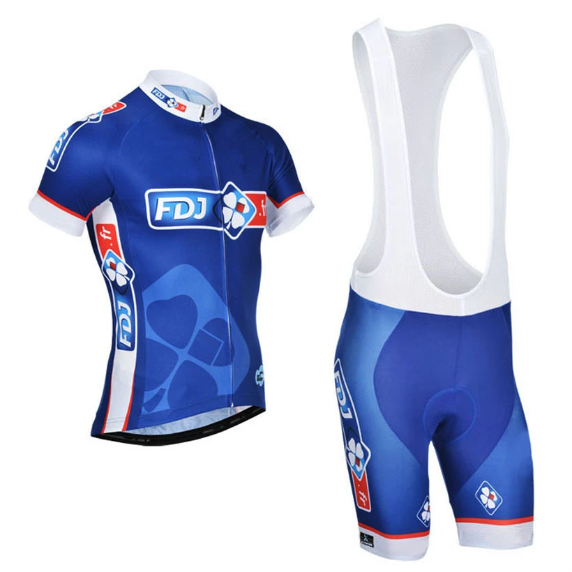 

FDJ 2015 cycling jersey team clothing quick dry bib shorts set with cycle summer bicycle wear breathable